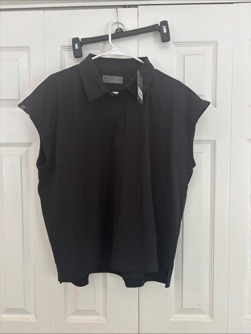 Figs Black Sleeveless Polo Scrub Polo